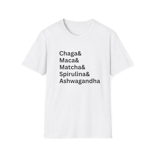 Herbal Wellness Unisex Softstyle T-Shirt - Chaga, Maca, Matcha, Spirulina & Ashwagandha